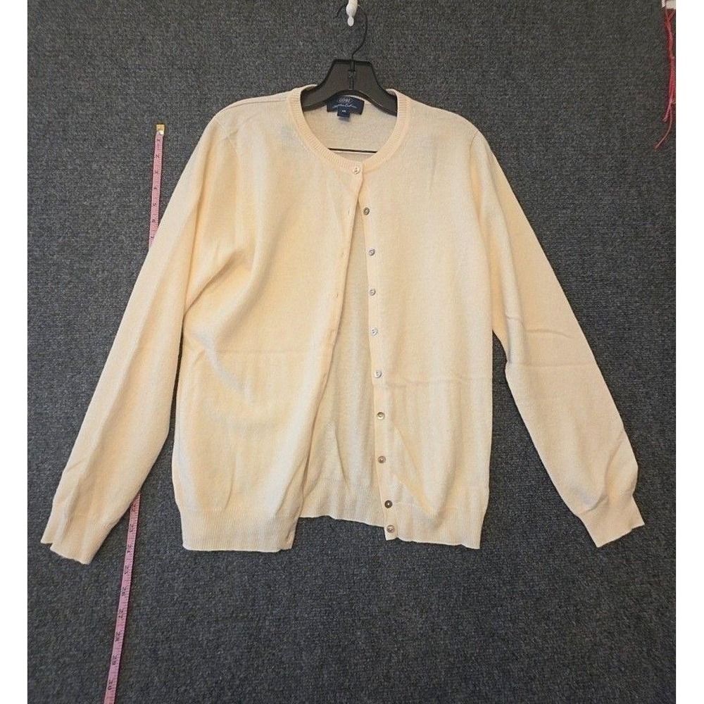 GOBI Cardigan Sweater Womens 3XL White 100% Cashmere Crew Neck Button Mongolia